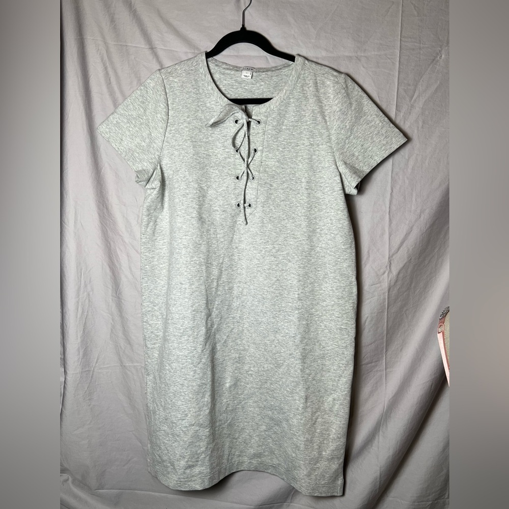 J. Crew Gray Lace-Up Mini Dress